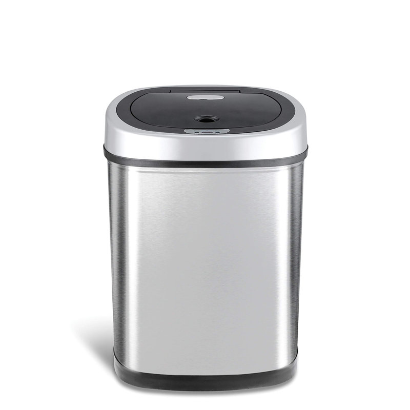 11.1 Gallon Silver Stainless Steel Touchless Motion Sensor Trash Can