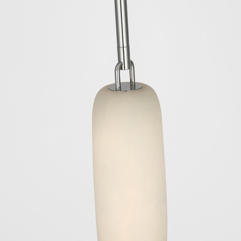 Kelly Wearstler Formosa Single Pendant with Alabaster, Polished Nickel, 56" H x 3.25" W x 3.25" D