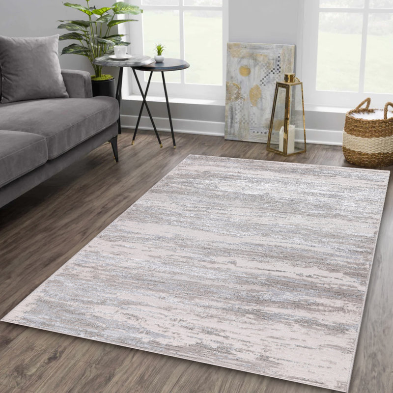 Parkwoods Collection Abstract Neutral Area Rug, Rectangle 1 pi 9 po x 2 pi 9 po