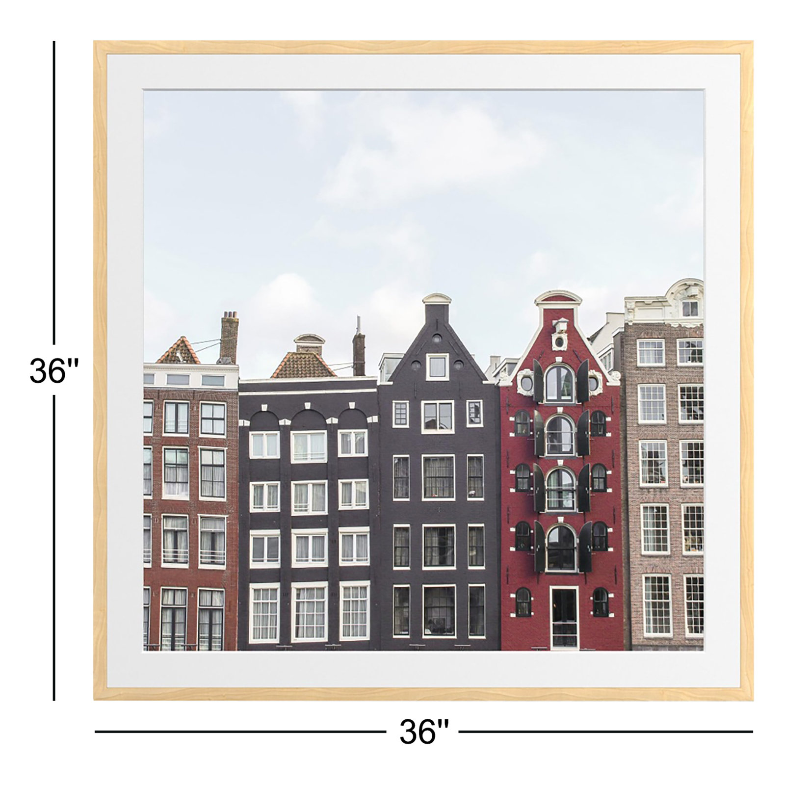 Typical Houses Of Amsterdam, Yes, Natural Framed Paper, 36" H x 36" W x 0.75" D