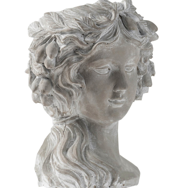Cement Wall Bust Planter, 8"X9"X11.5", Gray, With Floral For Garden Charm Planter Home Office, 7.9X8.9X11.6",, Gray