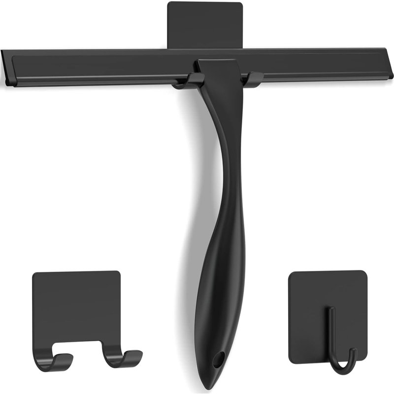 Raclette de douche en acier inoxydable Adaley, Noir mat