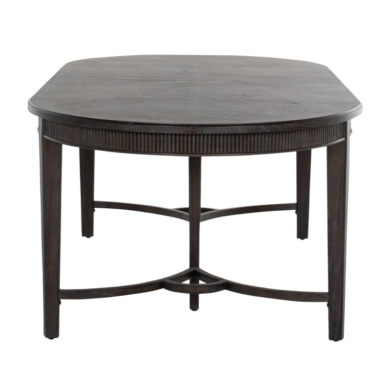 Whitlock Extendable Ash Oval Solid Wood Dining Table, Cerused Forest Black