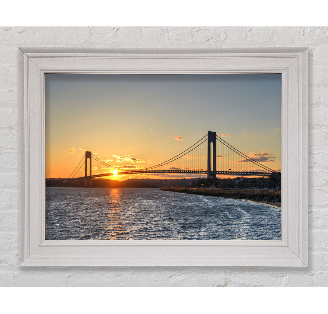 Gerahmter Fotodruck mit Blick auf die Brücke über dem Meer