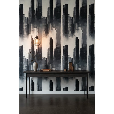 Abstract Cityscape Wallpaper Skyscrapers Gray Wall Mural