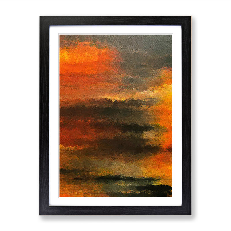 Burnt Ash Abstract - Single Picture Frame Print, Black, 64cm H x 46cm W x 2cm D