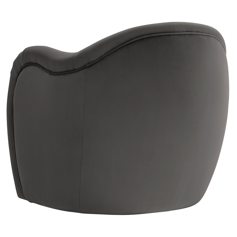 Storm Gray Velvet Barrel Swivel Accent Chair with Wood Frame
