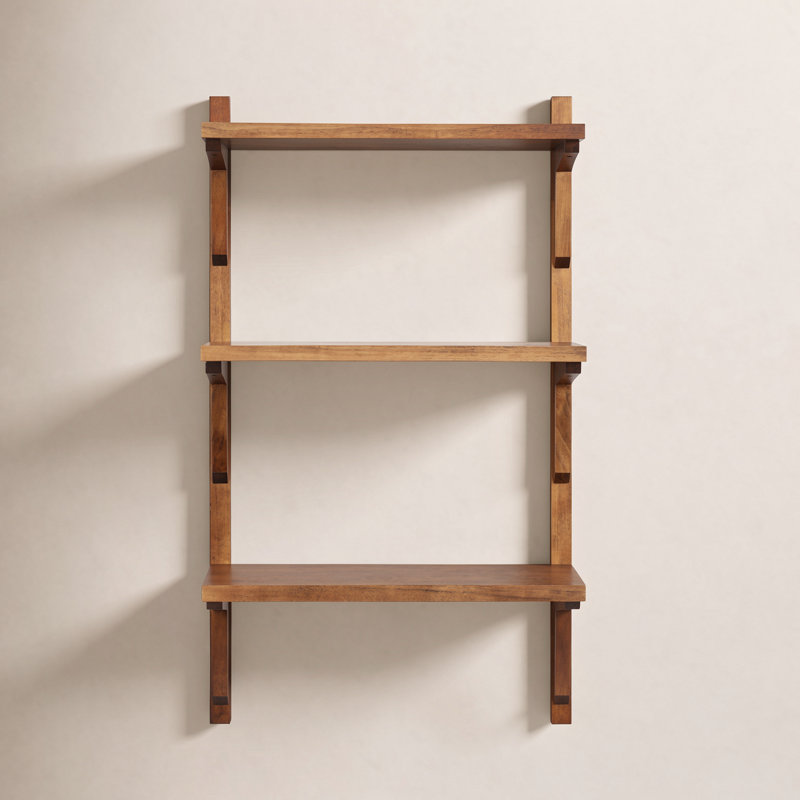 Carmouche Tiered Solid Wood Wall Shelf, Brown