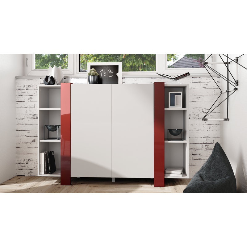 Lucea 149cm Sideboard, White Matt/Bordeaux High Gloss