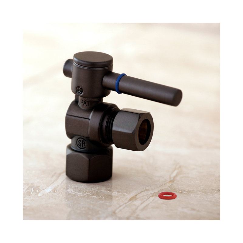 Kingston Brass Fauceture 1/2-Inch FIP x 1/2-Inch OD Comp Quarter-Turn Angle Stop Valve, Oil Rubbed Bronze