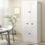 Armoire de rangement 72 po Farmhouse, grande armoire de rangement autoportante avec 4 portes à fermeture douce, 2 tablettes réglables et tiroir pour salle à manger, blanc vieilli