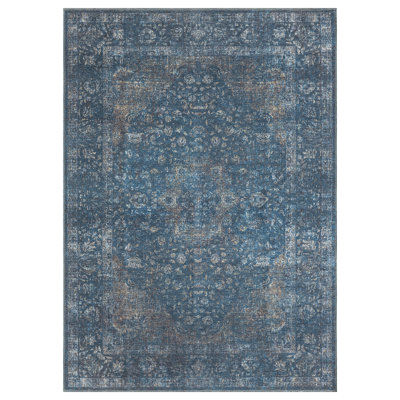 Kensington Washable Navy Area Rug