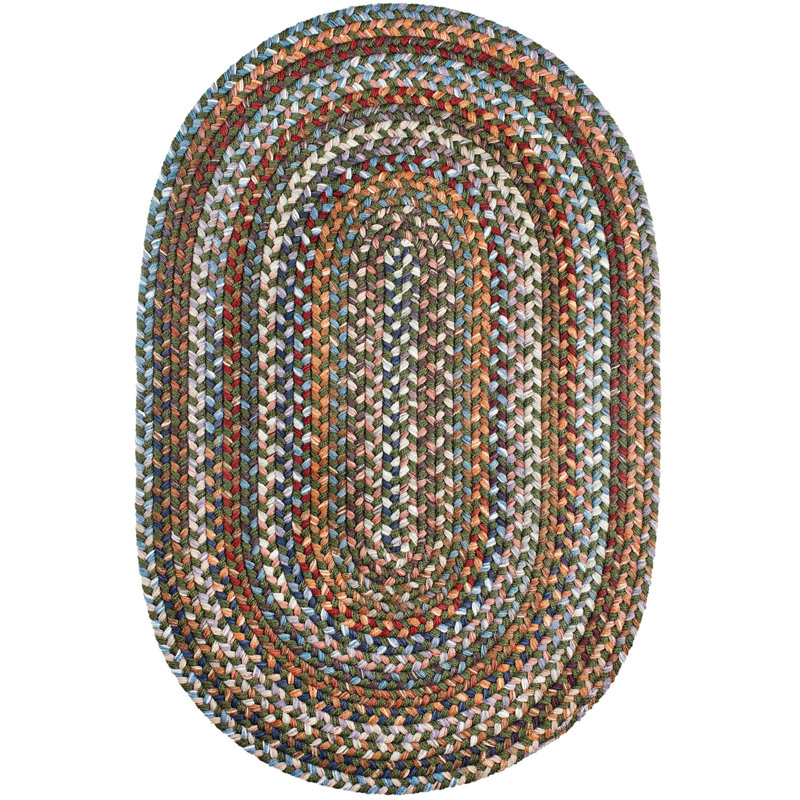 Tapis vert en laine tressé à la main Ato, Ovale 3 pi x 5 pi