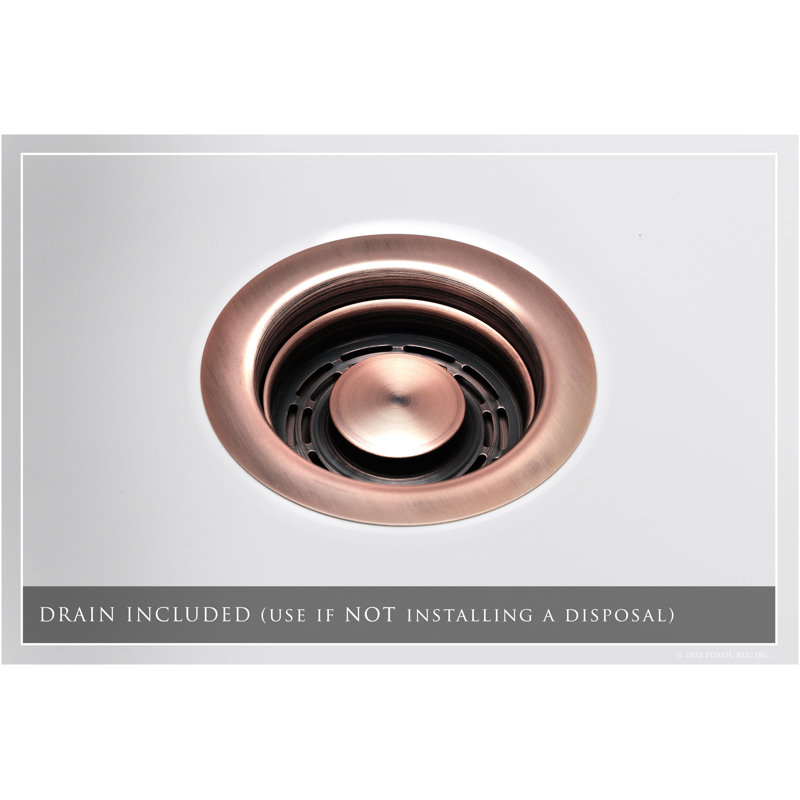 Luxury 33" L x 20" W Dual Mount Kitchen Sink with Basket Strainer, Antique Copper Accessories