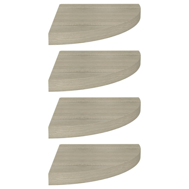 Arta 4 Piece Corner Shelf, 3.8cm H x 25cm W x 25cm D, Oak