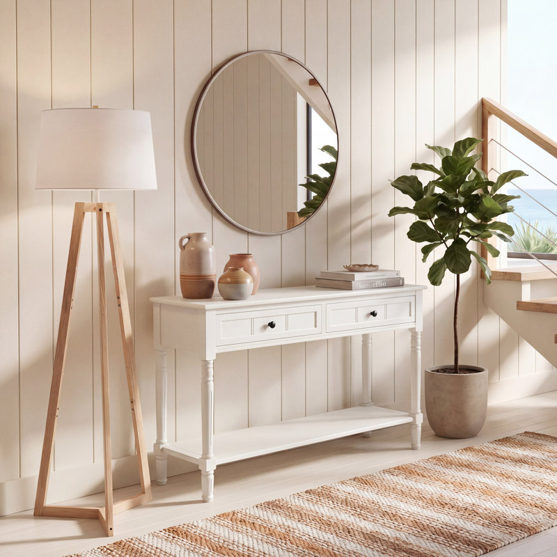Console en bois massif 35,8 po Malmesbury, Crème patinée
