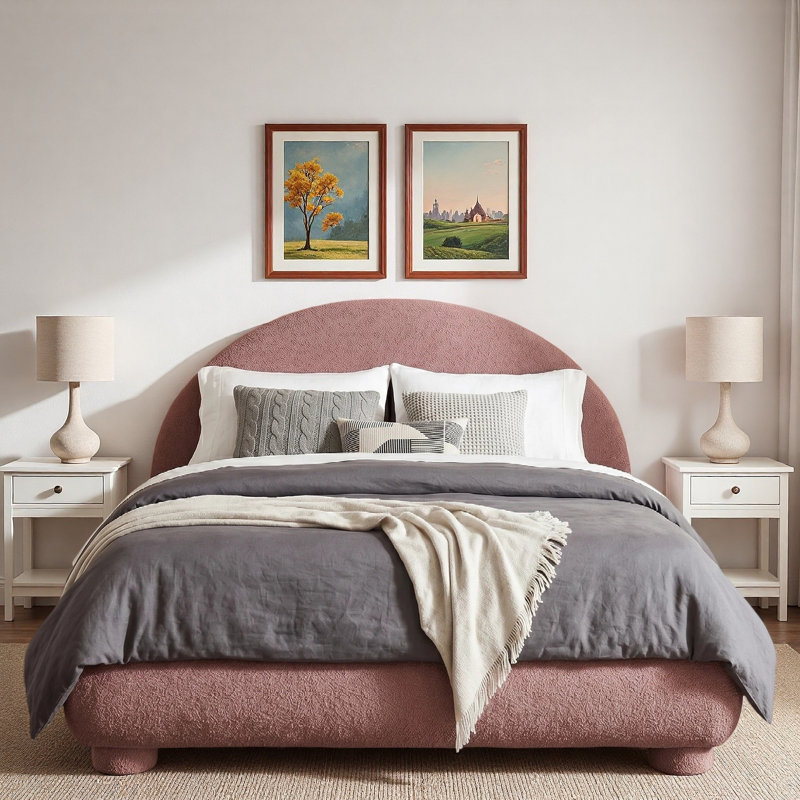 Lit plateforme Boucle, Queen, Russet Red