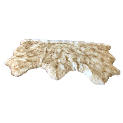 Tapis beige en peau de mouton à poil long fabriqué à la main Wick St Lawrence