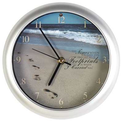 Traditional Analogue Plastic / Acrylic Electric Tabletop Clock in Silver/Light Blue/Light Brown