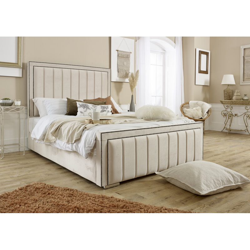 Ajea Upholstered Bed, Beige, Single (3')