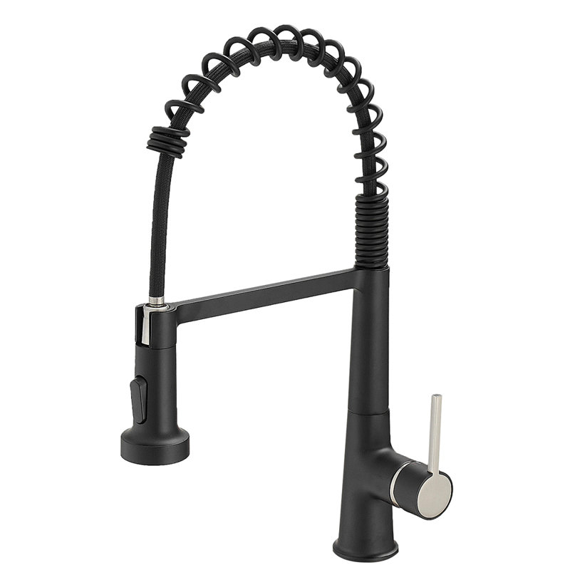 Robinet pour évier de cuisine, robinet de cuisine noir avec douchette rétractable, robinet d'évier de cuisine rétractable à ressort commercial moderne