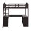 Lit mezzanine double en bois Kedryn avec bureau en U, compartiments de rangement et miroir à trois volets-106460668