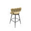 De 2 tabourets de bar tissés bruns. Revêtement en cuir technique, pivotant à 360 °, structure pour îlot de cuisine, tabourets de restaurant en cuir de 28 po. Degrés, tabourets de bar rembourrés, restaurants, îlots