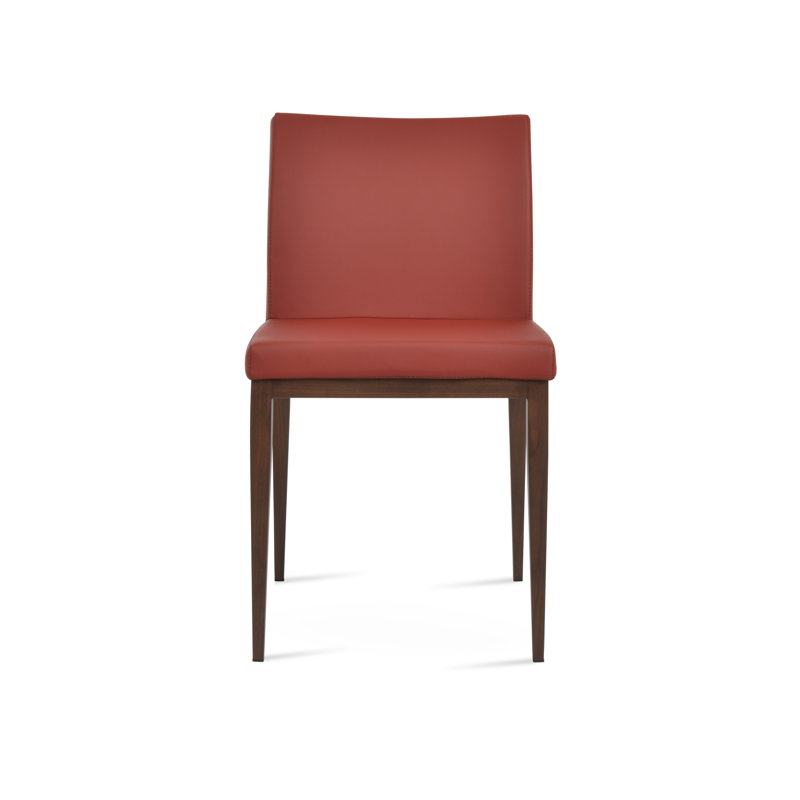 Aria MW Side chair, Dark Red PPM Faux Leather, Walnut