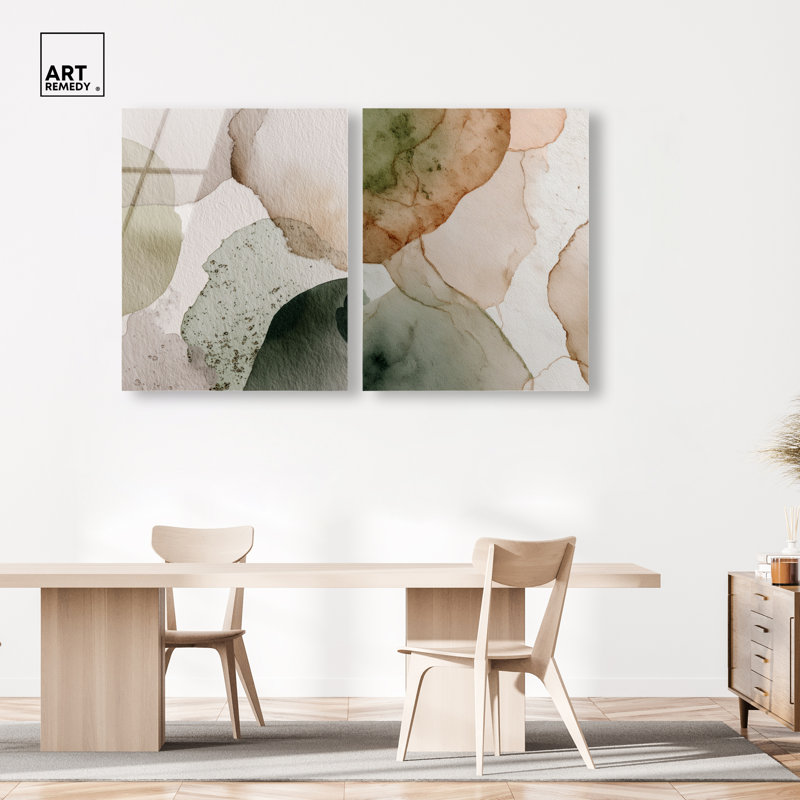 Ensemble d'art mural de salon à impression acrylique Earth Swell Duo par Art Remedy, prêt à accrocher, 36 x 45