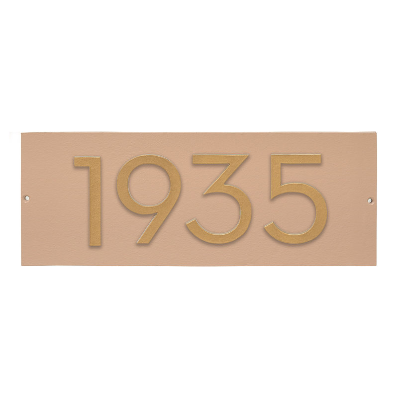 Floating Modern 4" Number Horizontal Address Plaque (4 Digits), Black, Yes, Gold