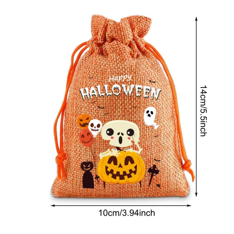 Petits sacs-cadeaux d'Halloween en toile de jute avec cordon Petites pochettes en jute
