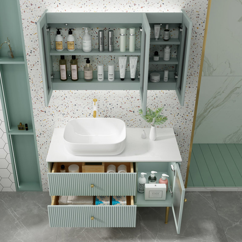 Armoire de salle de bain moderne et luxueuse, Vert clair, H 29,5 po x l 51,2 po x P 19,7 po