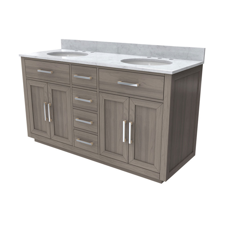 Dexterity 60" Double Bathroom Vanity Set, Gray Oak