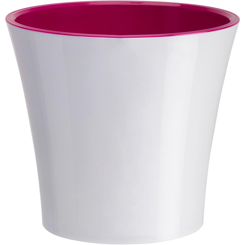 Lilabai Pot Planter, White/Pink, 6" H x 6.5" W x 6.5" D