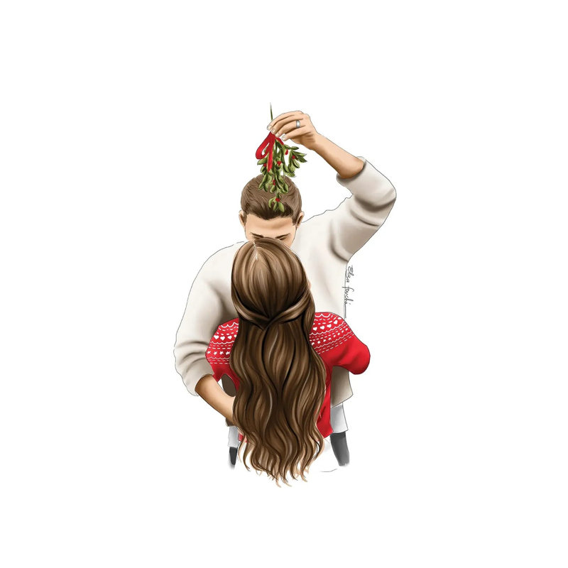 Kiss Me Under The Mistletoe by Elza Fouche - Wrapped Canvas Print, 20.32 cm H x 30.48 cm W