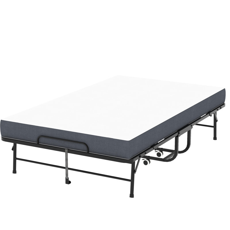 Spacieux lit simple portable de 75 po x 46 po avec mousse à mémoire de forme de 5 po, capacité de 450 lb, pour les lits très longs et larges de camping et de bureau convenant aux invités à la maison