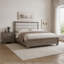 Ensemble de chambre à coucher Queen, chêne brun, argent, ensemble 3 pièces avec 2 tables de chevet-136170592
