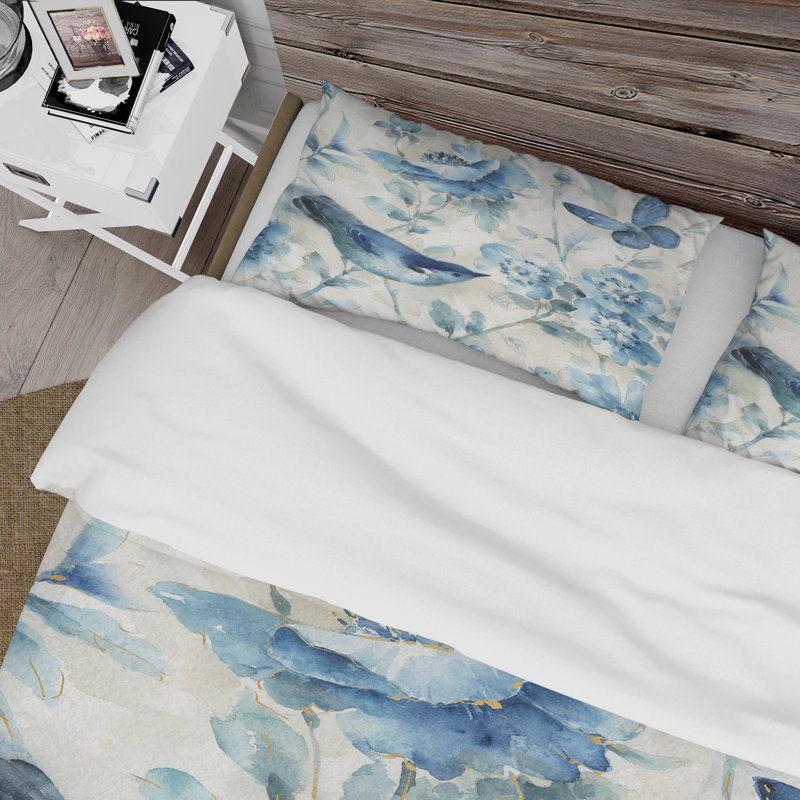 Indigold Bird Cottage Family II - Ensemble de housse de couette Farmhouse - Microfibre de polyester