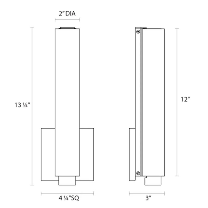 Tubo Slim 1 - Light LED Flush Mounted Sconce, Polished Chrome, Drum