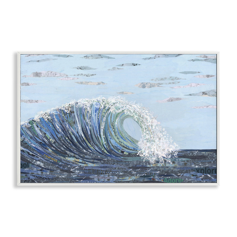 «Big Kahuna Wave», estampe numérique encadrée par Jennifer Peck, Giclée encadrée blanc bord de mer, H 20 po x l 30 po