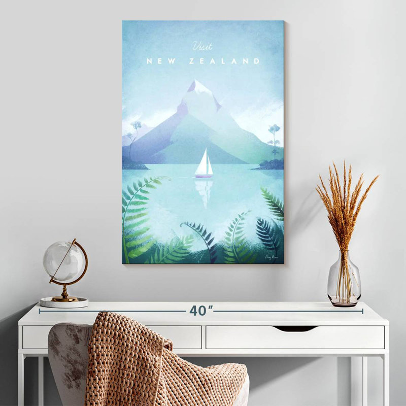 Affiche de voyage rétro Aime, Nouvelle-Zélande, H 30 po x l 20 po