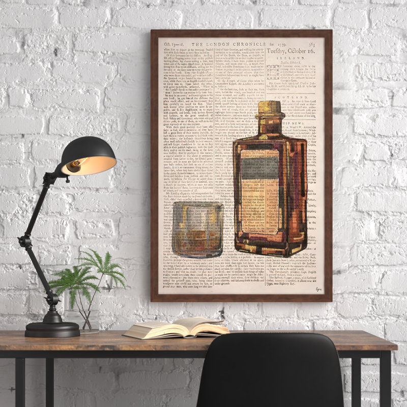 "Bourbon Temptation" by Eyre Tarney Vintage-Inspired Watercolor Painting Print with Mounting Hardware 