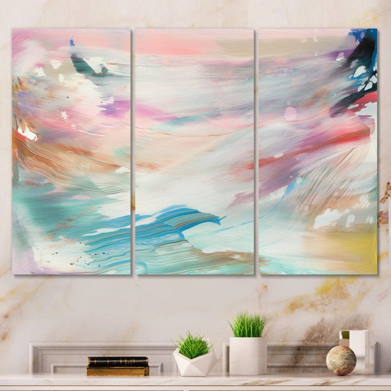 «Spring Miracles In Tender Retro Pastel III» sur toile, reproduction de 3 pièces, H 32 po x l 48 po x P 1 po