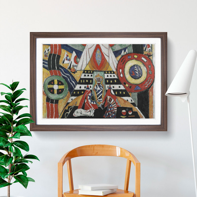 Indian Composition by Marsden Hartley - Picture Frame Painting, Walnut Framed, 27cm H x 36cm W x 2cm D