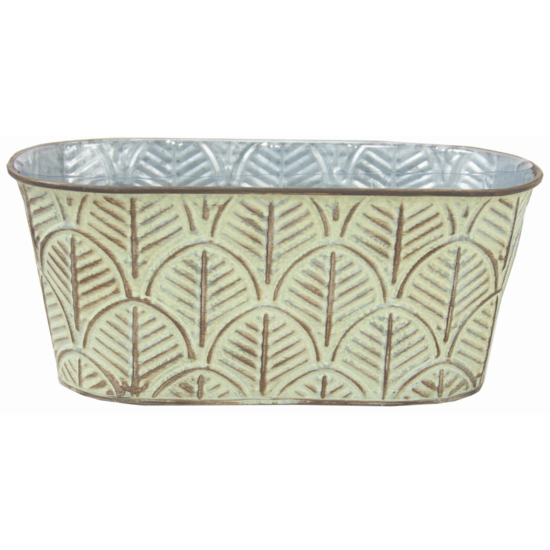 Pot à fleurs embossé à feuilles vertes, H 4,25 po x l 9,75 po x P 5,13 po