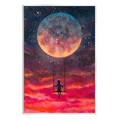 Ax-382-Wood " Person Swinging From Moon " by Valery Rybakow