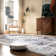 Tapis d'intérieur lavable bleu à médaillon rétro
