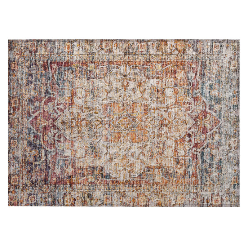 Machine Washable Indoor/Outdoor Xhevrie Copper Rug, Rectangle 1'8" x 2'6"