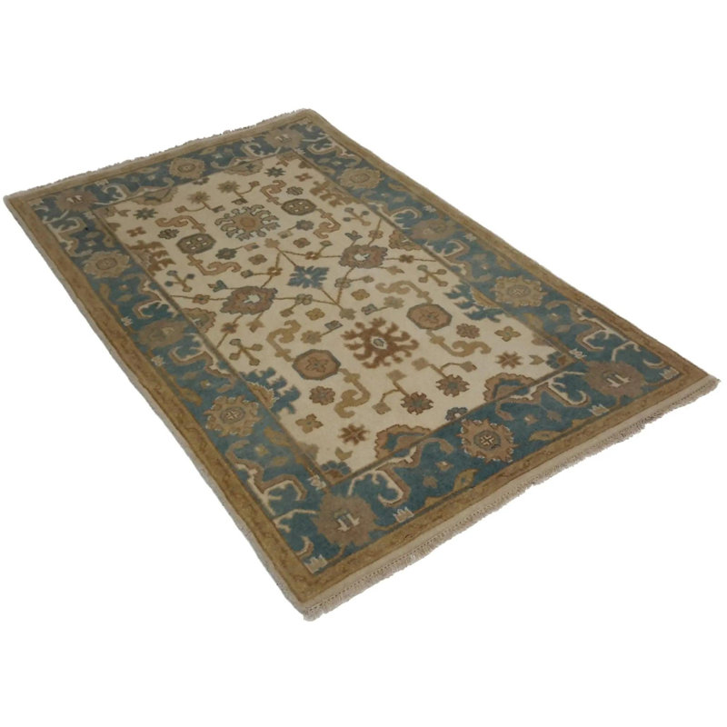 Canvello Hand Made Traditional All Over Indo Oushak Rug - 4'0'' X 6'3''