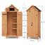 Armoire de rangement d'extérieur en bois 70 po avec toit incliné imperméable, portes doubles verrouillables et 3 tablettes réglables